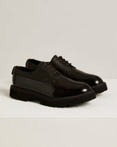 Dark Brown Deerskin And Calfskin Lace Up Shoe