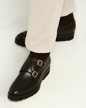 Coffee New Boston Calfskin Derby Shoes
