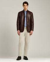 Coffee New Boston Calfskin Derby Shoes