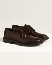 DERBY IN SMOOTH CALFSKIN BORDEAUX WITH RUBBER SOLE