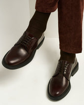 DERBY IN SMOOTH CALFSKIN BORDEAUX WITH RUBBER SOLE