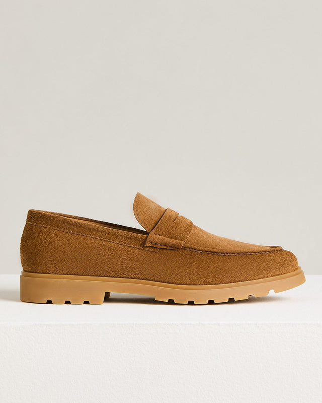 CAMEL CALFSKIN SUEDE LOAFER HIGH-DENSITY TECHNICAL SOLE