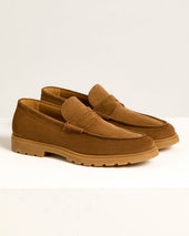 CAMEL CALFSKIN SUEDE LOAFER HIGH-DENSITY TECHNICAL SOLE