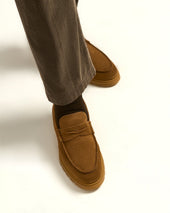 CAMEL CALFSKIN SUEDE LOAFER HIGH-DENSITY TECHNICAL SOLE