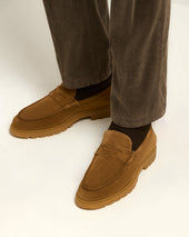 CAMEL CALFSKIN SUEDE LOAFER HIGH-DENSITY TECHNICAL SOLE