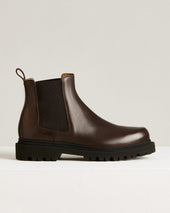 BROWN CALFSKIN CHELSEA BOOT LEATHER SOLE