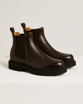 BROWN CALFSKIN CHELSEA BOOT LEATHER SOLE