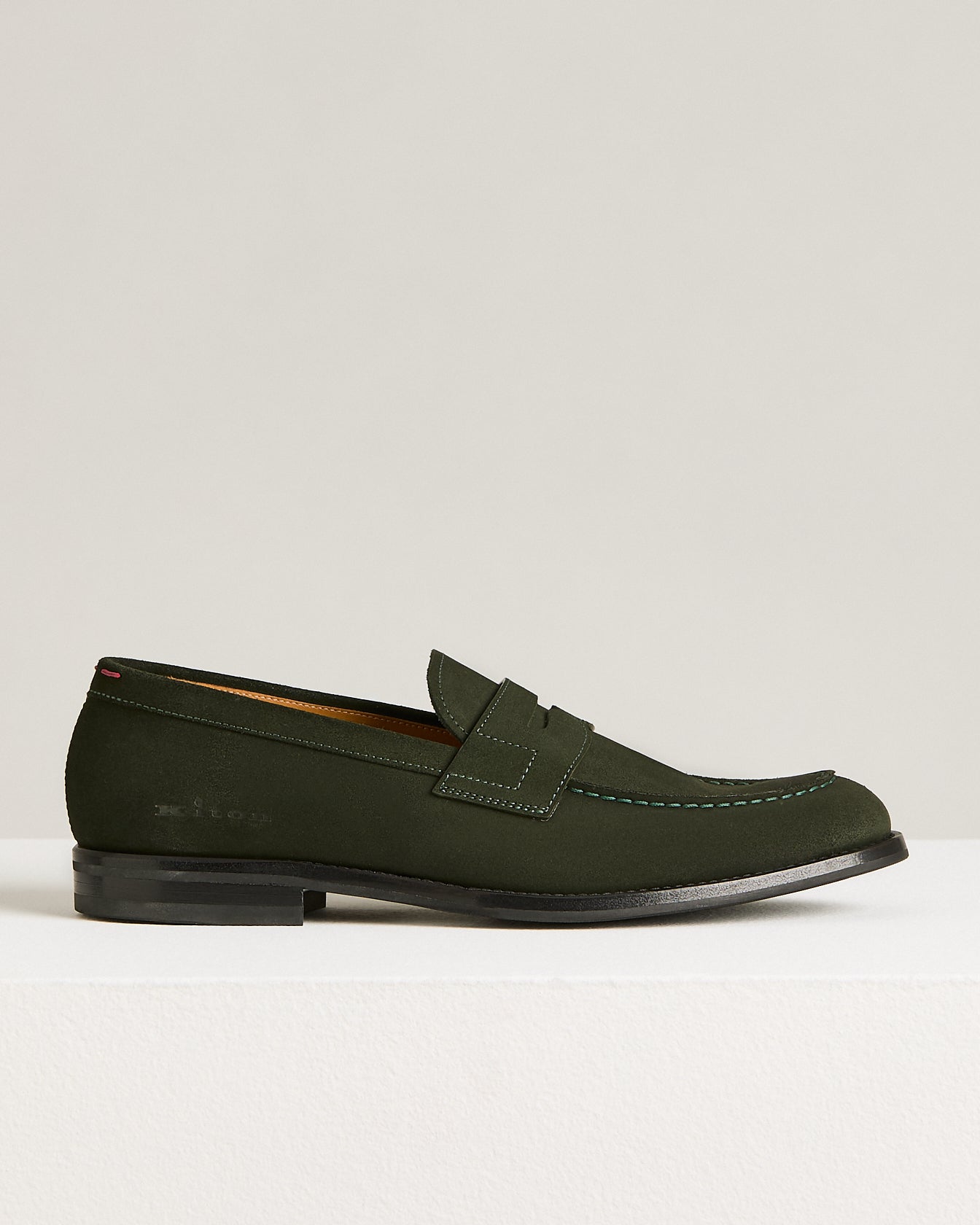LOAFERS IN DARK GREEN SUEDE CALFSKIN