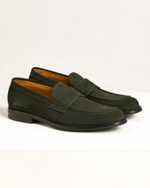 Loafers In Dark Green Suede Calfskin