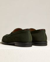 Loafers In Dark Green Suede Calfskin