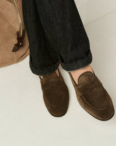 SUEDE LOAFERS DARK BROWN CALFSKIN