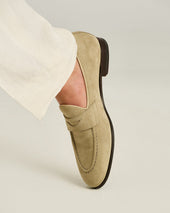 SUEDE LOAFERS LIGHT BEIGE CALFSKIN