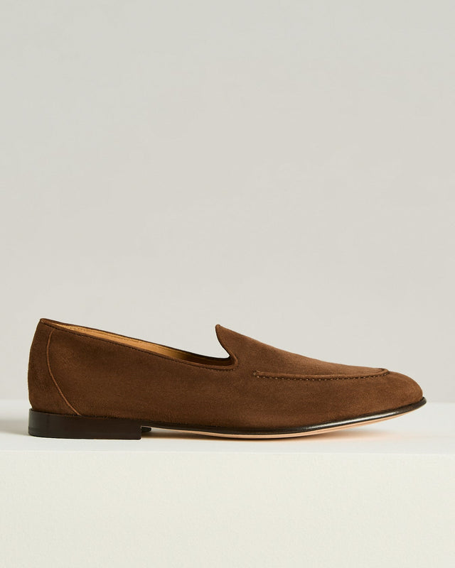 SUEDE LOAFERS IN BROWN GOATSKIN