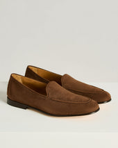 SUEDE LOAFERS IN BROWN GOATSKIN