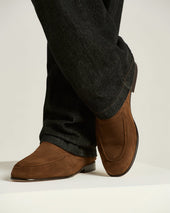 SUEDE LOAFERS IN BROWN GOATSKIN