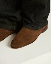 SUEDE LOAFERS IN BROWN GOATSKIN