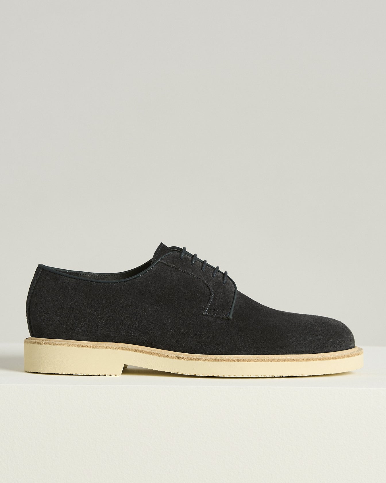 Suede Calfskin Derby Shoe With Rubber Sole In