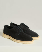 SUEDE CALFSKIN DERBY SHOE WITH RUBBER SOLE IN BLUE