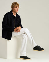 SUEDE CALFSKIN DERBY SHOE WITH RUBBER SOLE IN BLUE