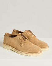 Suede Calfskin Derby Shoe With Rubber Sole In Calfskin
