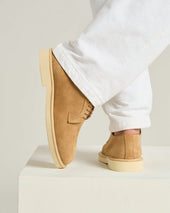 Suede Calfskin Derby Shoe With Rubber Sole In Calfskin