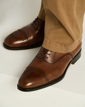 LEATHER LACE-UP SHOE DARK BROWN CALFSKIN