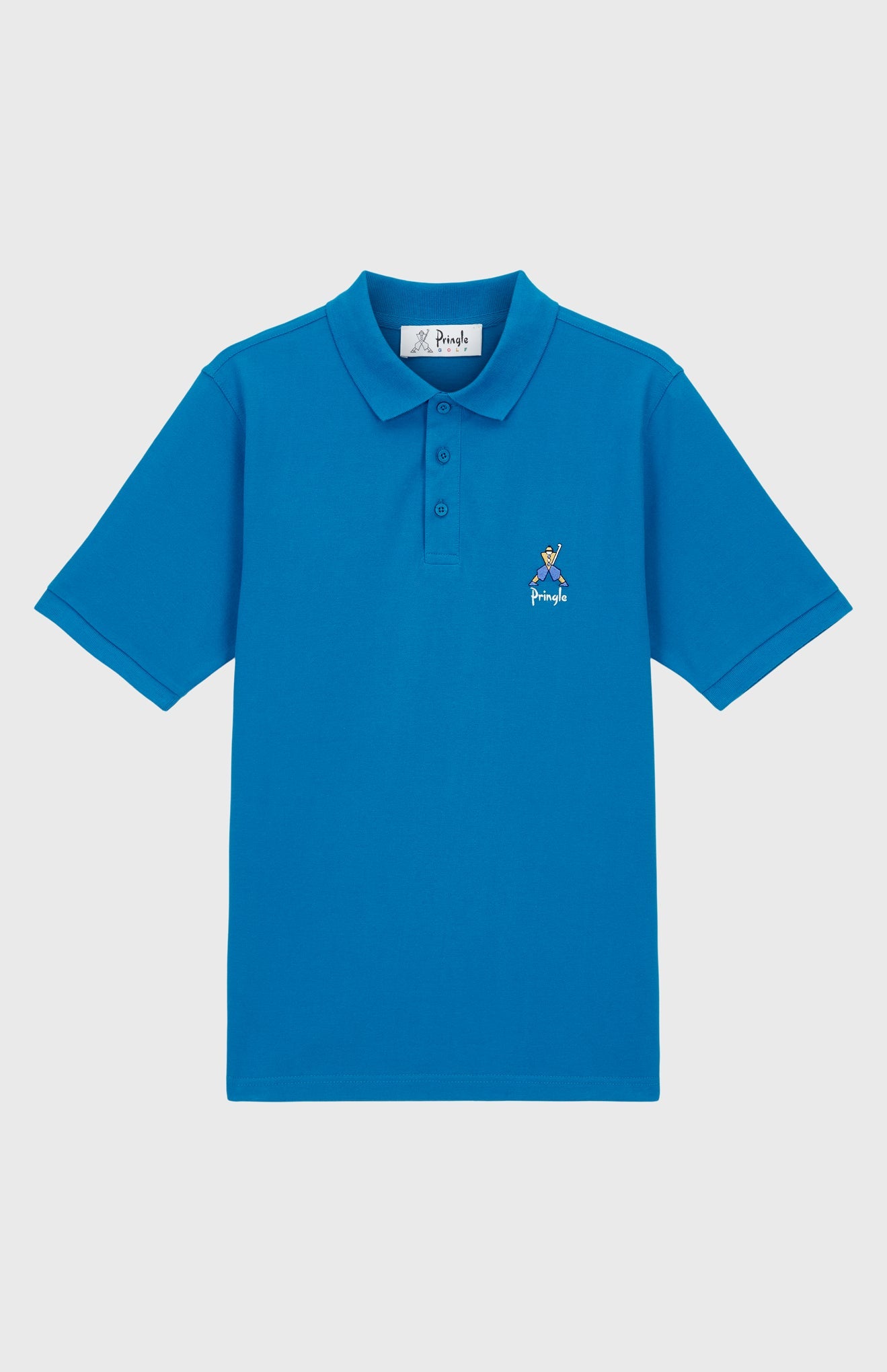 Geometric George Golf Cotton Polo Shirt In Lagoon