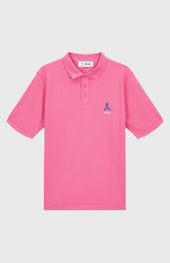Geometric George Golf Cotton Polo Shirt In Heather Pink
