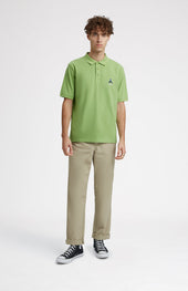Geometric George Golf Cotton Polo Shirt In Field Green