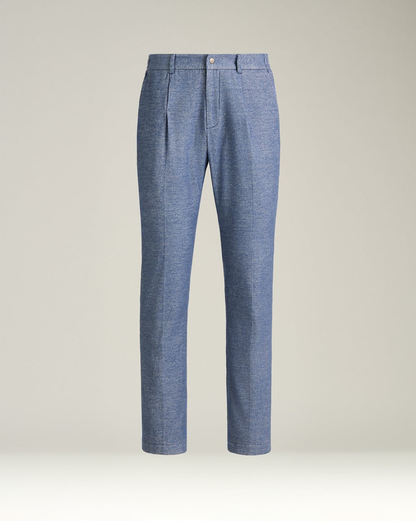 Pleated Cotton Trousers In Melange