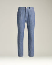 Pleated Cotton Trousers In Melange