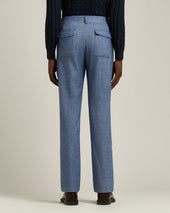 Pleated Cotton Trousers In Melange
