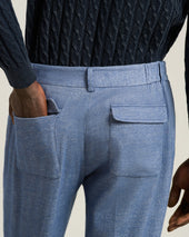 Pleated Cotton Trousers In Melange