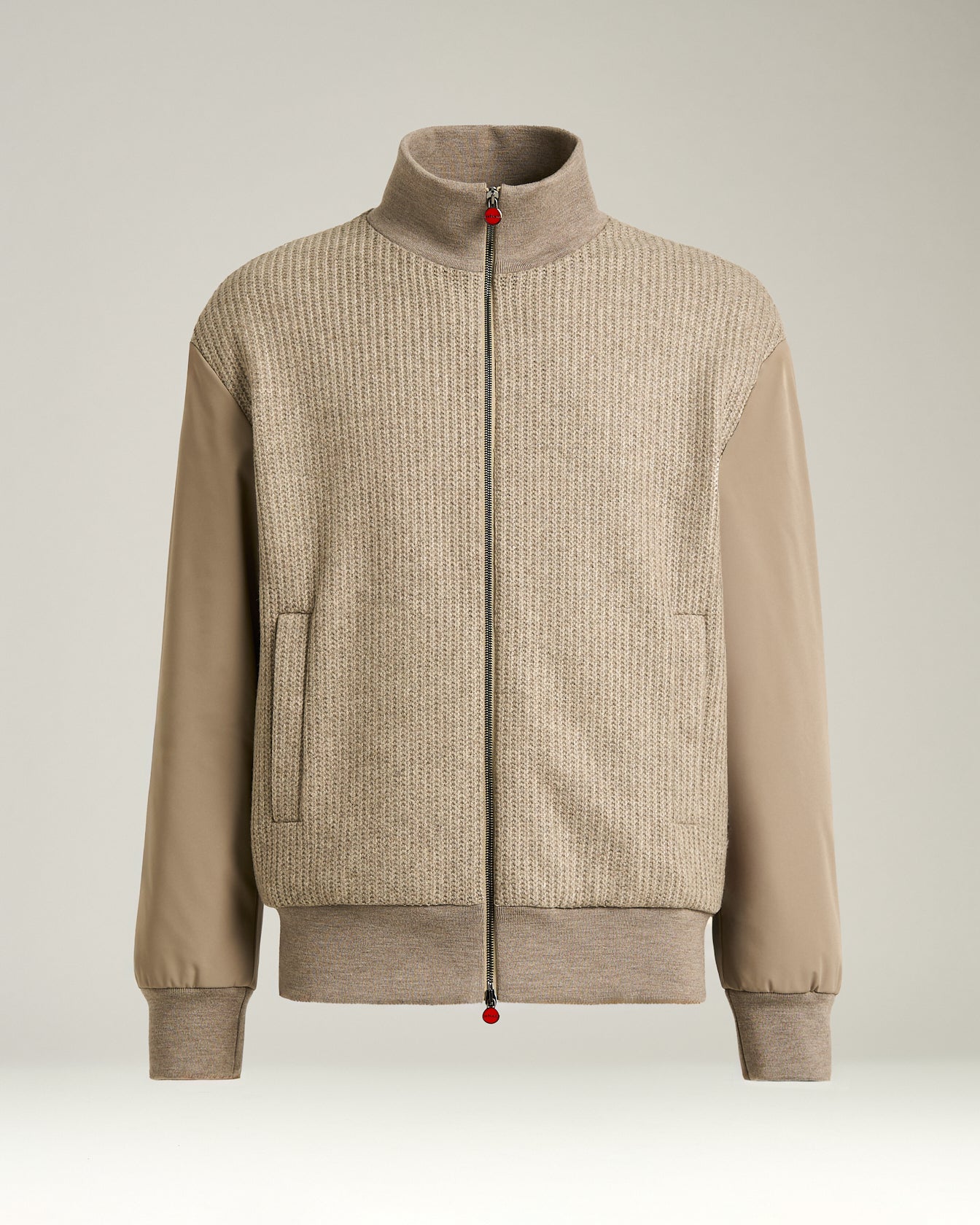 Bomber In Wool Blend And Technical Fabric