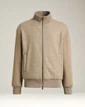 BOMBER IN TAUPE WOOL BLEND AND TECHNICAL FABRIC