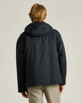 HOODED TECHNICAL FABRIC JACKET IN NAVY BLUE