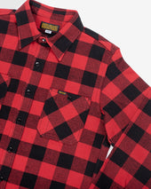 Ultra Heavy Flannel Buffalo Check Work Shirt - Red/Black