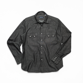 Washed Black Denim Neapolitan Pearl Snap