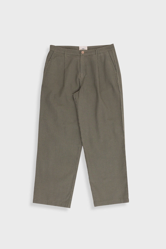 Wide Fit Trouser - Sage Overdyed Stripe