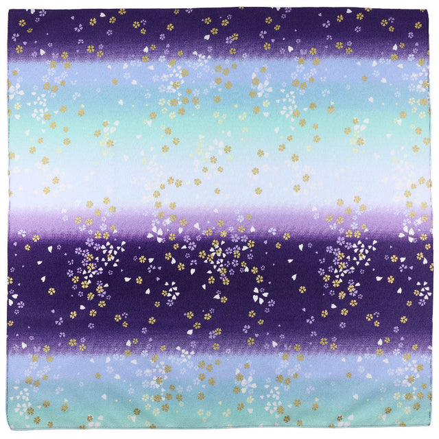 Kimono Motif Cotton Handkerchief - Purple