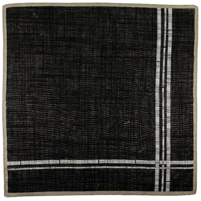 Dragonfly Motif Cotton Handkerchief - Charcoal