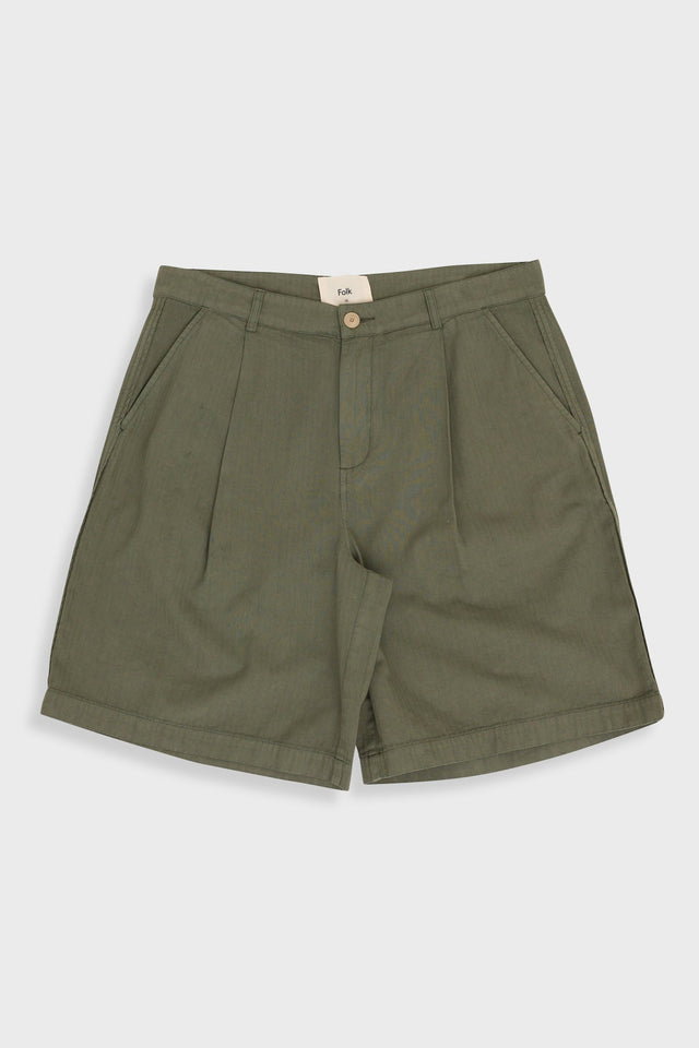 Wide Fit Short - Dark Sage Herringbone