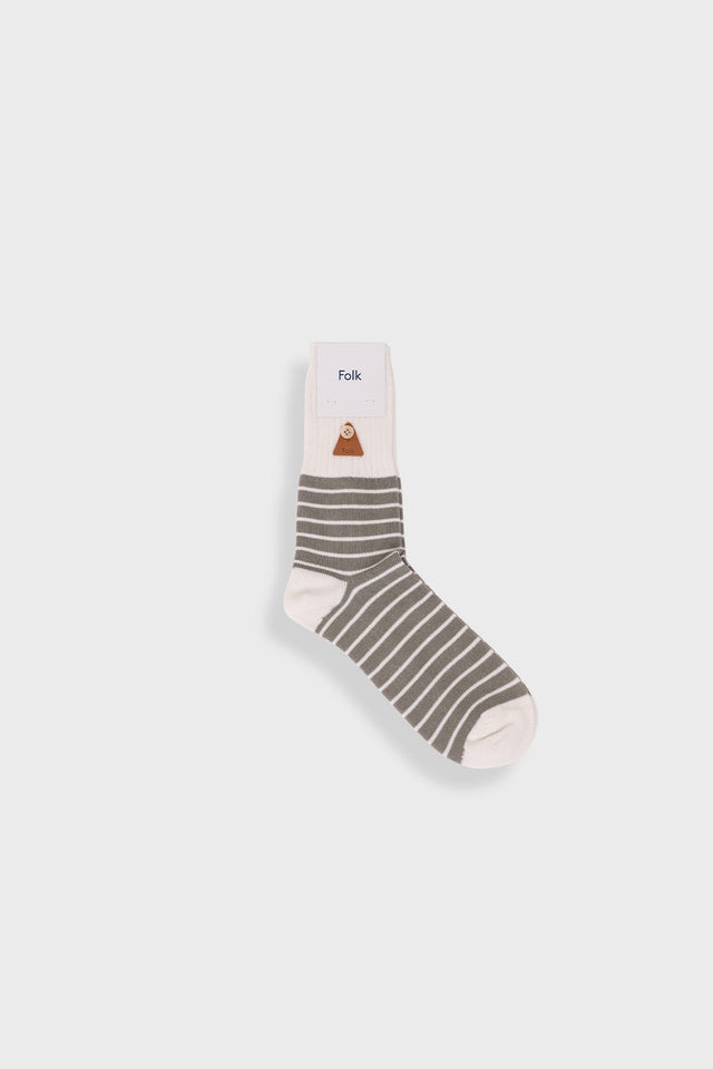Block Stripe Socks - Olive Stripe