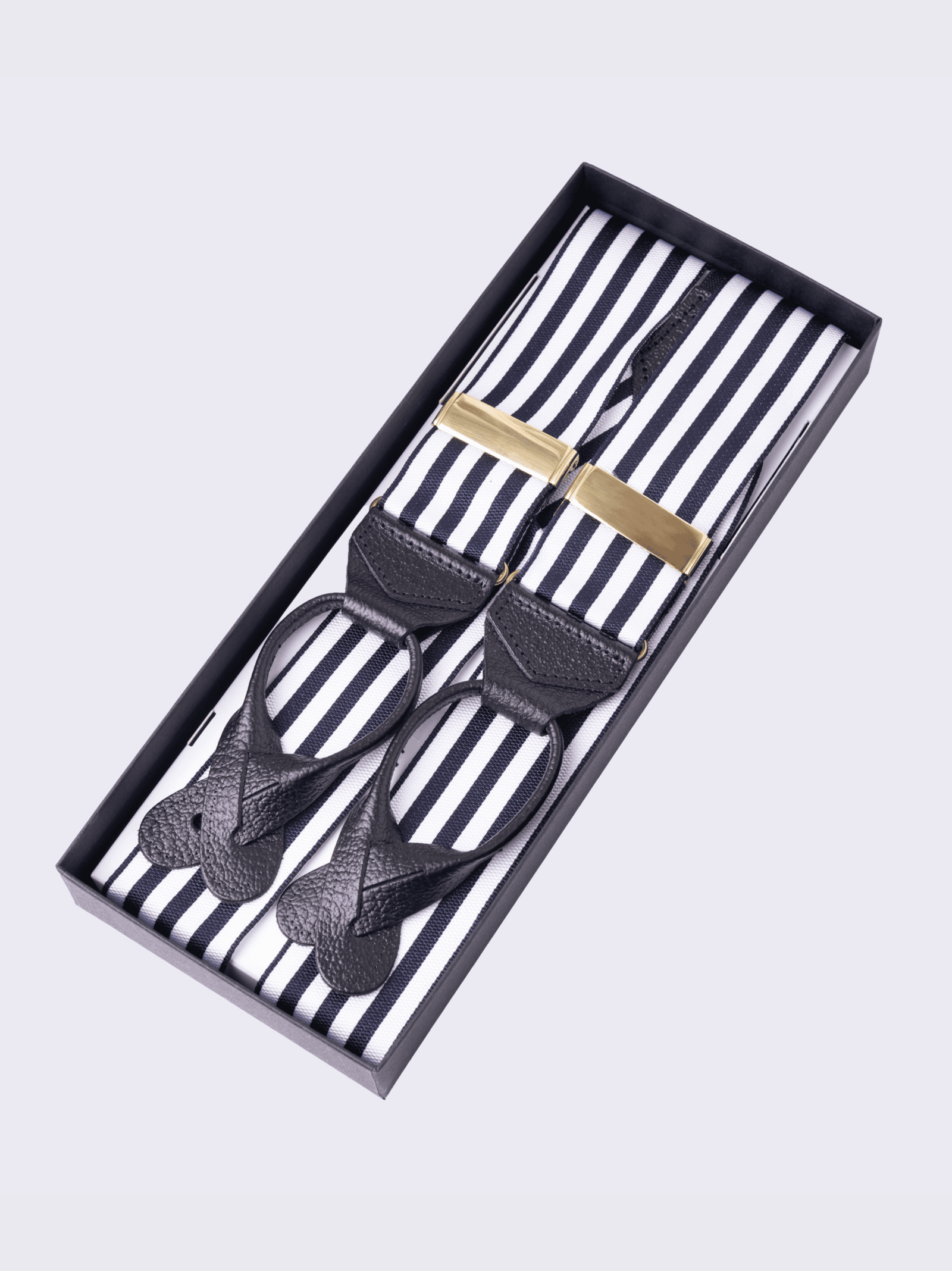 Navy and White Stripe Barathea Braces