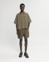 PETER SS POLO - COYOTE HANDWOVEN COTTON MESH