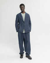 BRERA SINGLE BREASTED BLAZER - NAVY LINEN TWILL