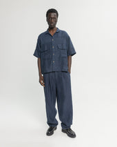 Ss Agerola Lattice Stitched Patchwork Shirt Linen Twill