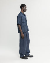 Ss Agerola Lattice Stitched Patchwork Shirt Linen Twill