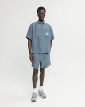 Shelter Camp Shorts Blue Linen Twill