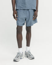Shelter Camp Shorts Blue Linen Twill